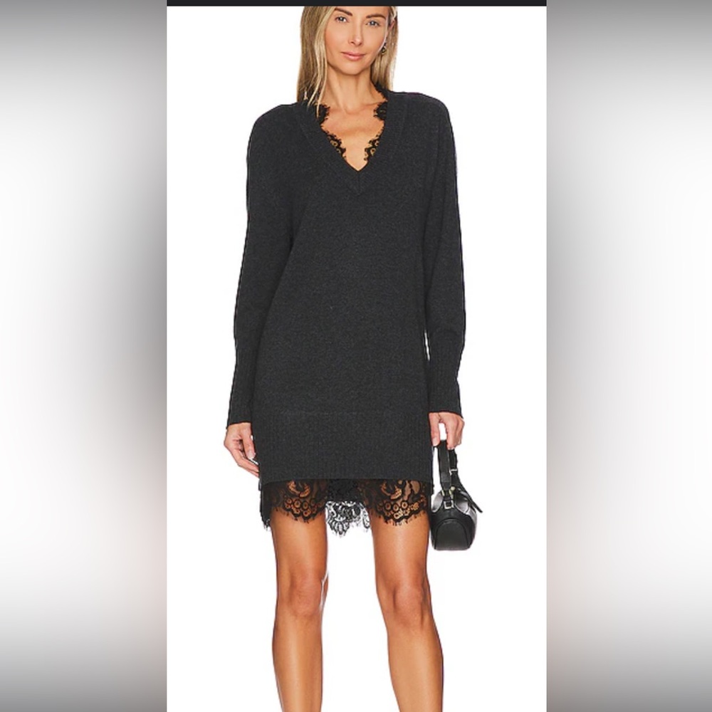 Brochu Walker charcoal grey lace looker dress size medium